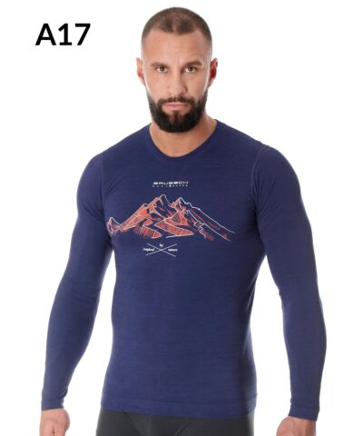 Męska koszulka z wełną merynosów z długim rękawem OUTDOOR WOOL PRO