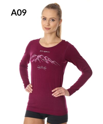 Damska koszulka z wełną merino z długim rękawem OUTDOOR WOOL PRO